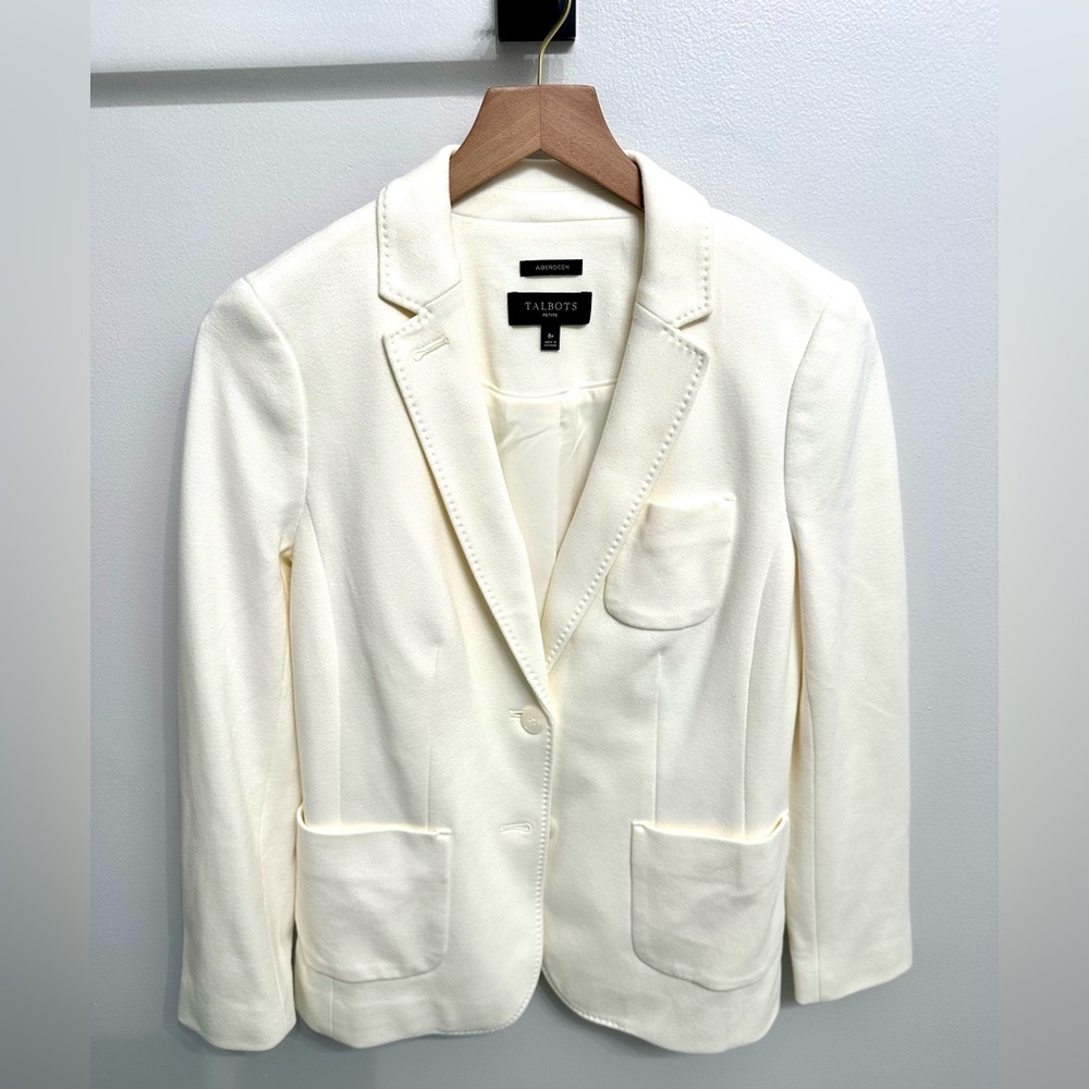 Talbots Women's Cream Wool Blazer with Pockets